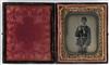 (CIVIL WAR) Group of 7 period portraits, comprising a whole-plate, hand-painted tintype of a
